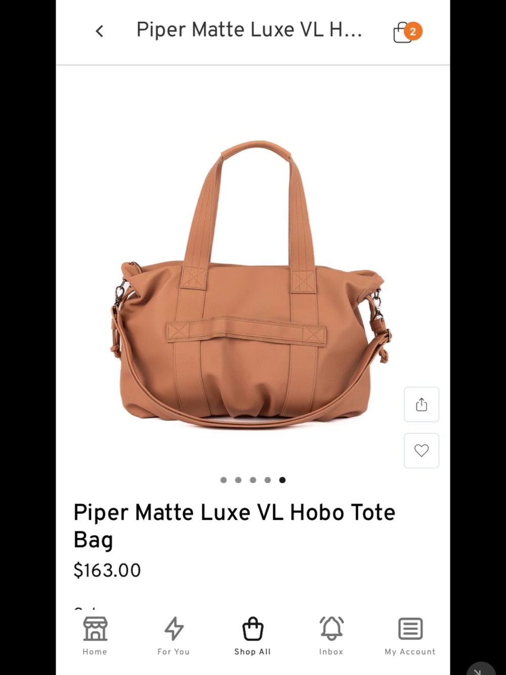 lug Piper Matte Luxe Hobo Tote in Chai Latte - Picture 2 of 2